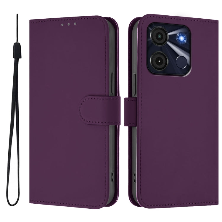 For itel A60 / A60s Skin Feel Solid Color Leather Phone Case with Lanyard