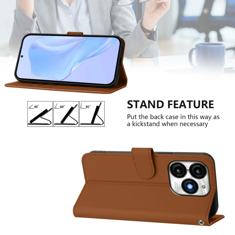 For itel A70 Skin Feel Solid Color Leather Phone Case with Lanyard