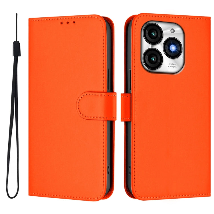 For itel A70 Skin Feel Solid Color Leather Phone Case with Lanyard