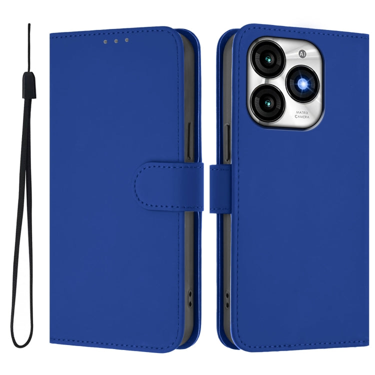 For itel A70 Skin Feel Solid Color Leather Phone Case with Lanyard