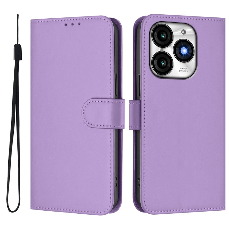 For itel A70 Skin Feel Solid Color Leather Phone Case with Lanyard