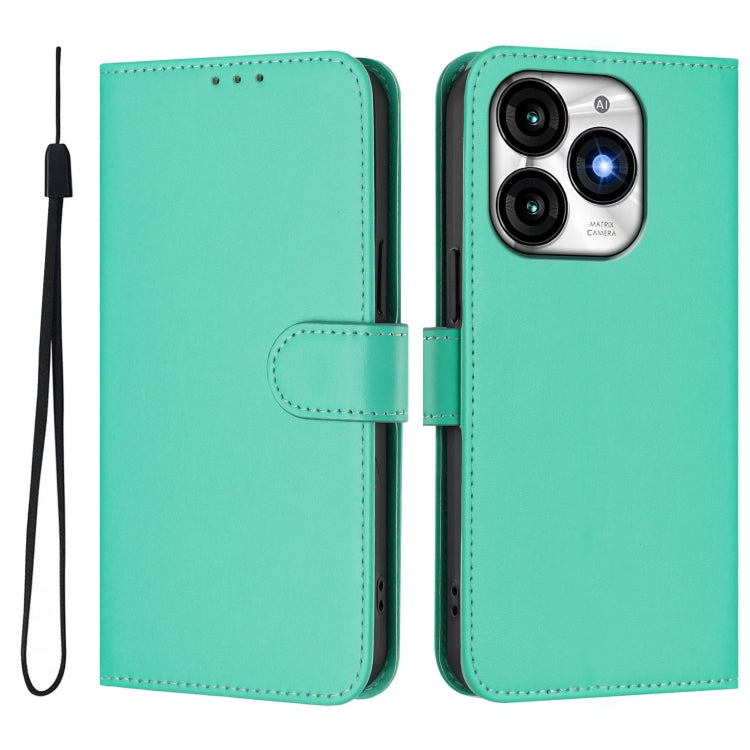 For itel A70 Skin Feel Solid Color Leather Phone Case with Lanyard