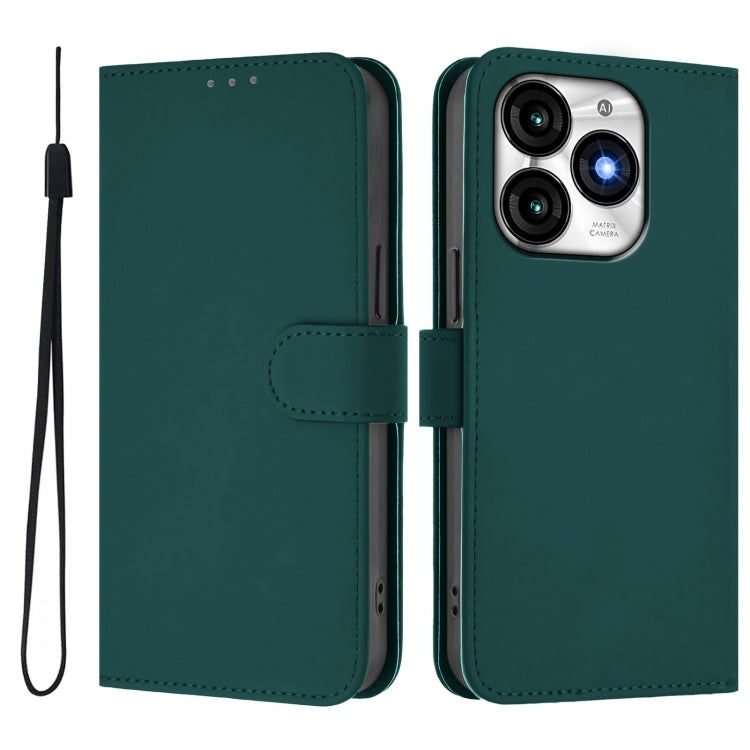 For itel A70 Skin Feel Solid Color Leather Phone Case with Lanyard