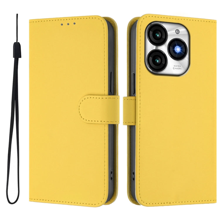 For itel A70 Skin Feel Solid Color Leather Phone Case with Lanyard