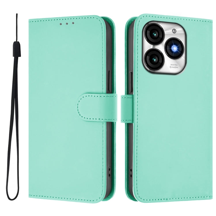 For itel A70 Skin Feel Solid Color Leather Phone Case with Lanyard