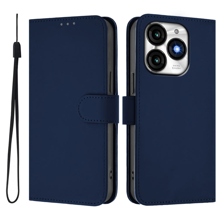 For itel A70 Skin Feel Solid Color Leather Phone Case with Lanyard