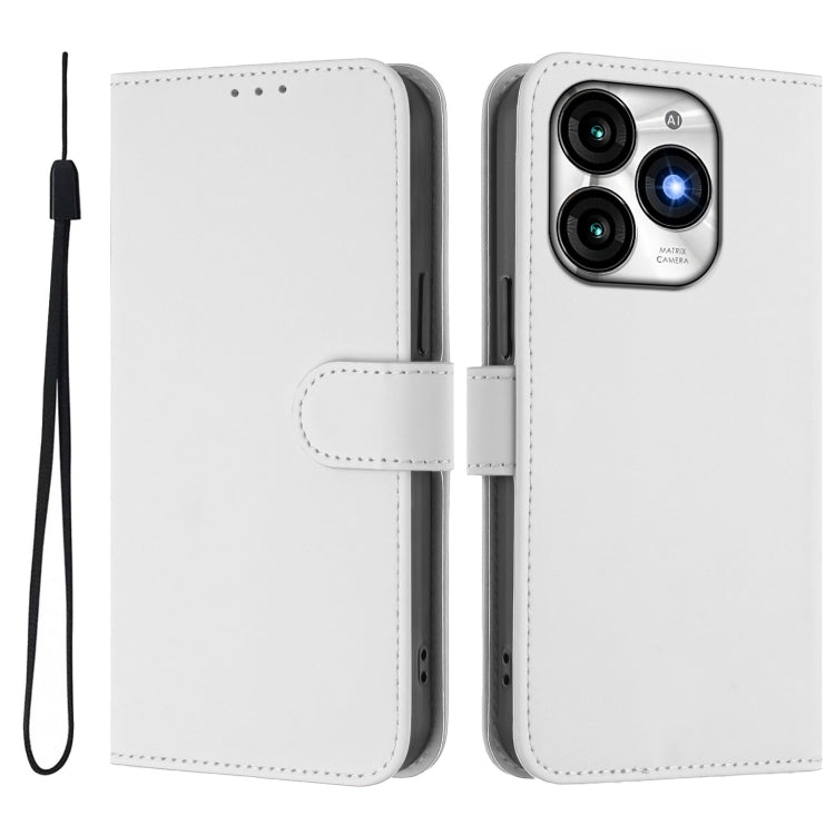 For itel A70 Skin Feel Solid Color Leather Phone Case with Lanyard