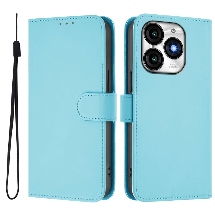 For itel A70 Skin Feel Solid Color Leather Phone Case with Lanyard