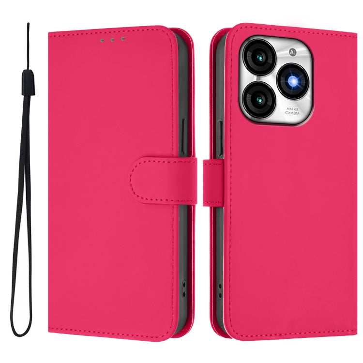 For itel A70 Skin Feel Solid Color Leather Phone Case with Lanyard