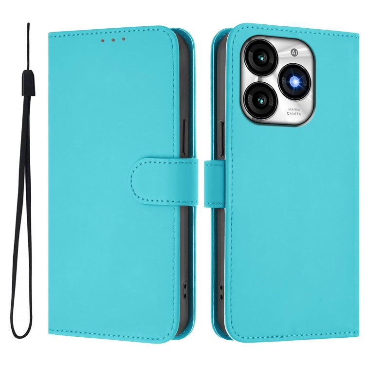 For itel A70 Skin Feel Solid Color Leather Phone Case with Lanyard