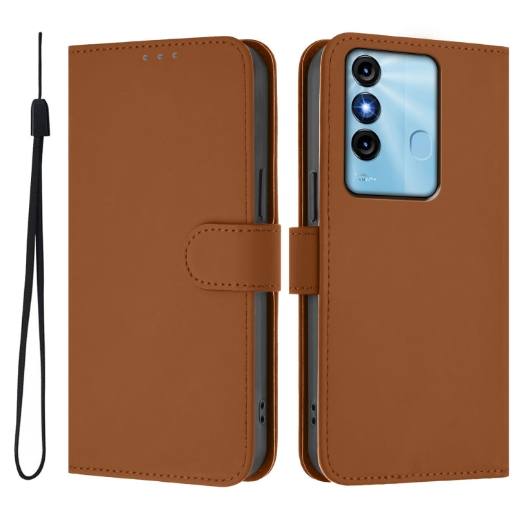 For itel P38 / Vision 3 Skin Feel Solid Color Leather Phone Case with Lanyard