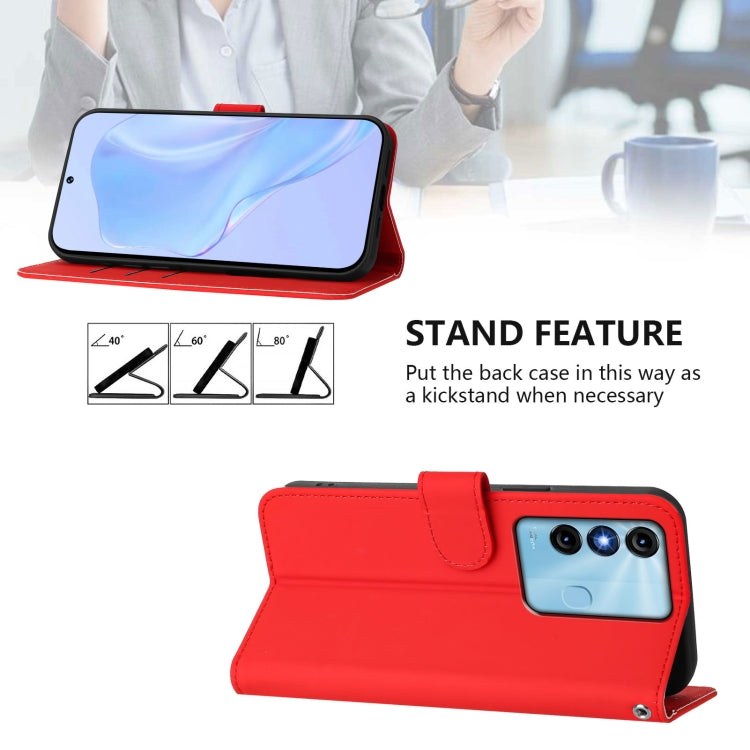 For itel P38 / Vision 3 Skin Feel Solid Color Leather Phone Case with Lanyard