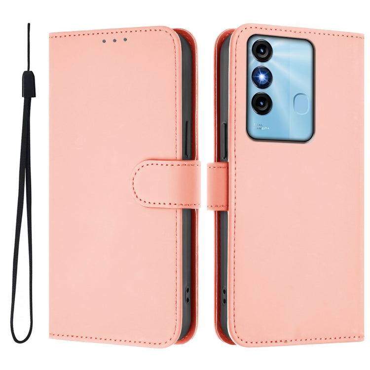 For itel P38 / Vision 3 Skin Feel Solid Color Leather Phone Case with Lanyard