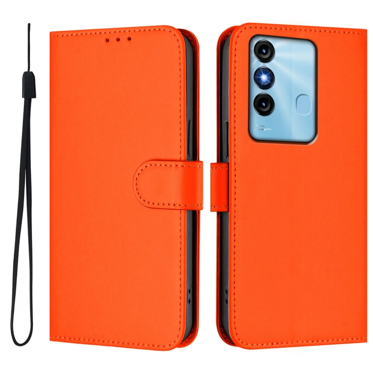 For itel P38 / Vision 3 Skin Feel Solid Color Leather Phone Case with Lanyard