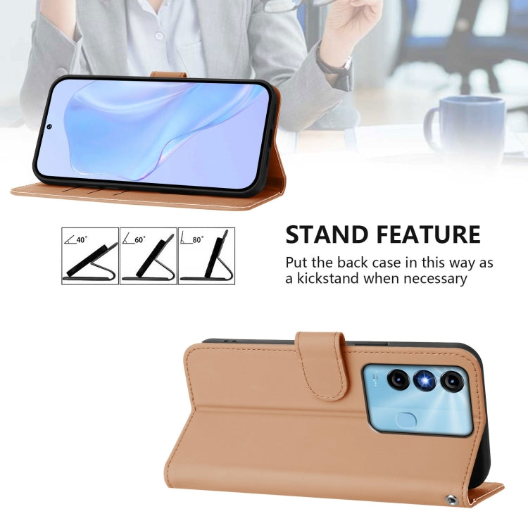 For itel P38 / Vision 3 Skin Feel Solid Color Leather Phone Case with Lanyard