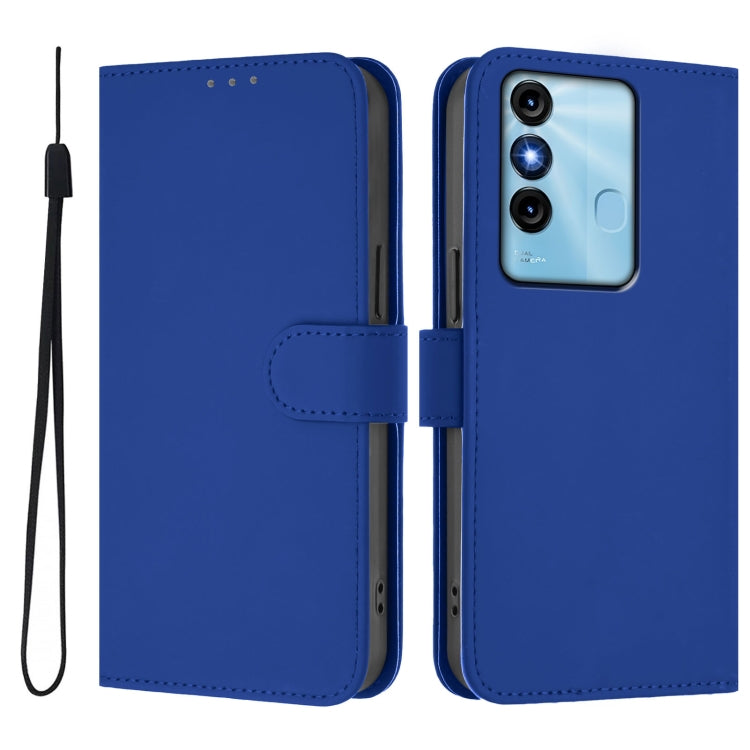For itel P38 / Vision 3 Skin Feel Solid Color Leather Phone Case with Lanyard