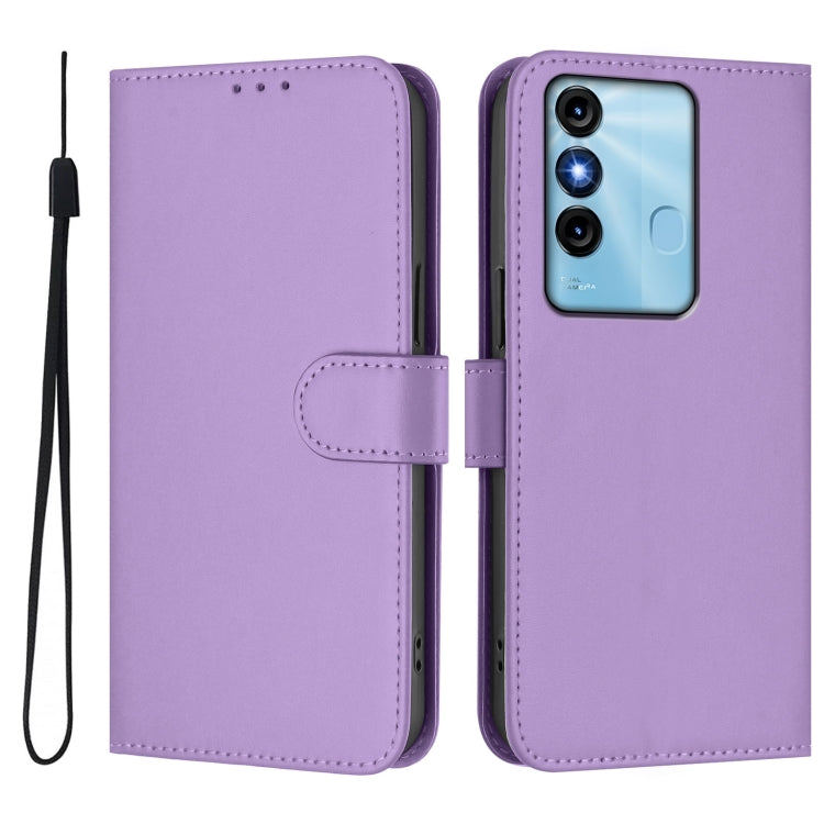 For itel P38 / Vision 3 Skin Feel Solid Color Leather Phone Case with Lanyard