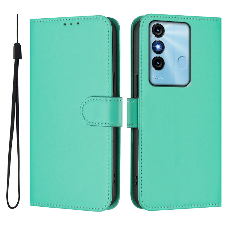 For itel P38 / Vision 3 Skin Feel Solid Color Leather Phone Case with Lanyard