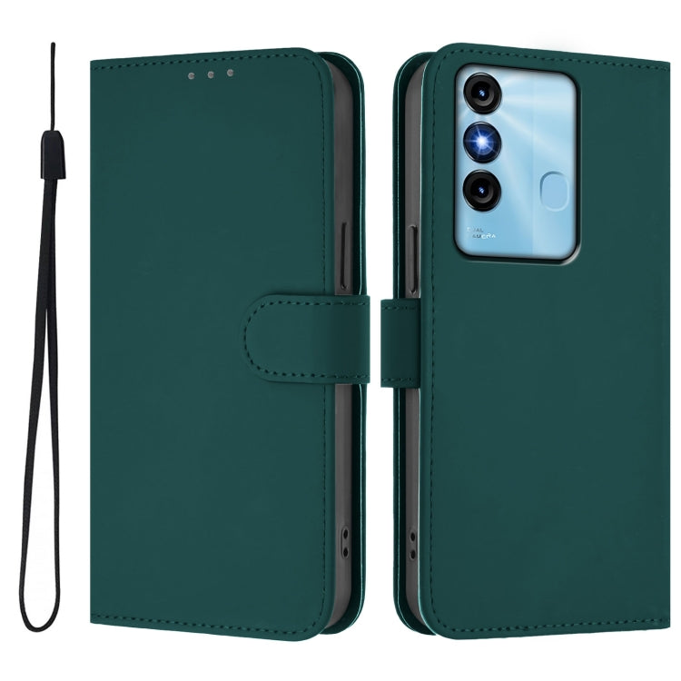 For itel P38 / Vision 3 Skin Feel Solid Color Leather Phone Case with Lanyard