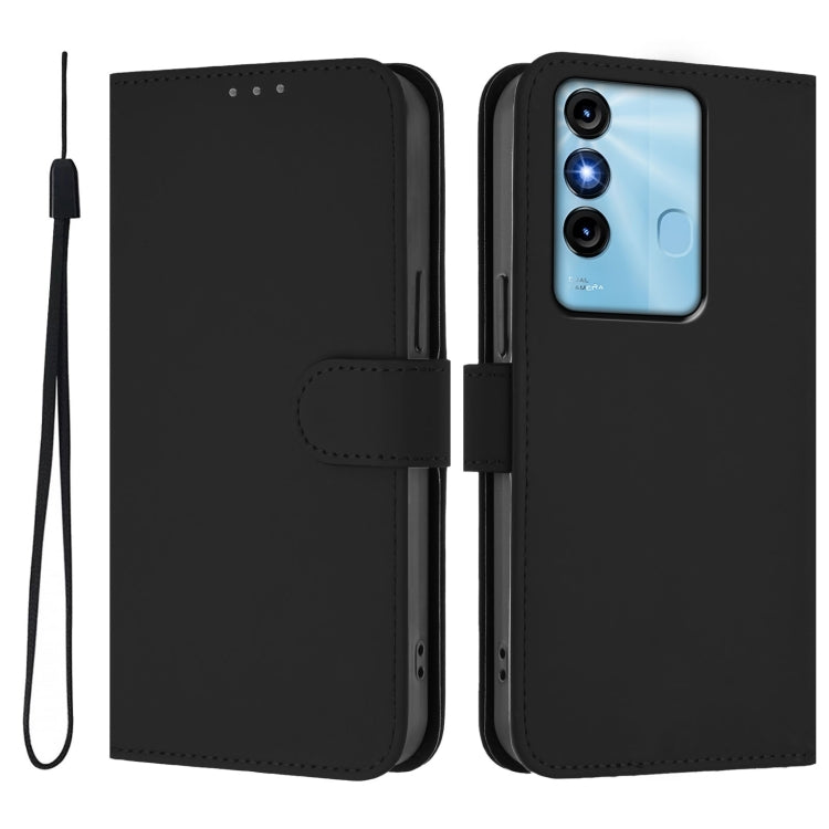 For itel P38 / Vision 3 Skin Feel Solid Color Leather Phone Case with Lanyard