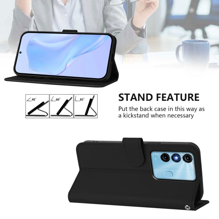 For itel P38 / Vision 3 Skin Feel Solid Color Leather Phone Case with Lanyard