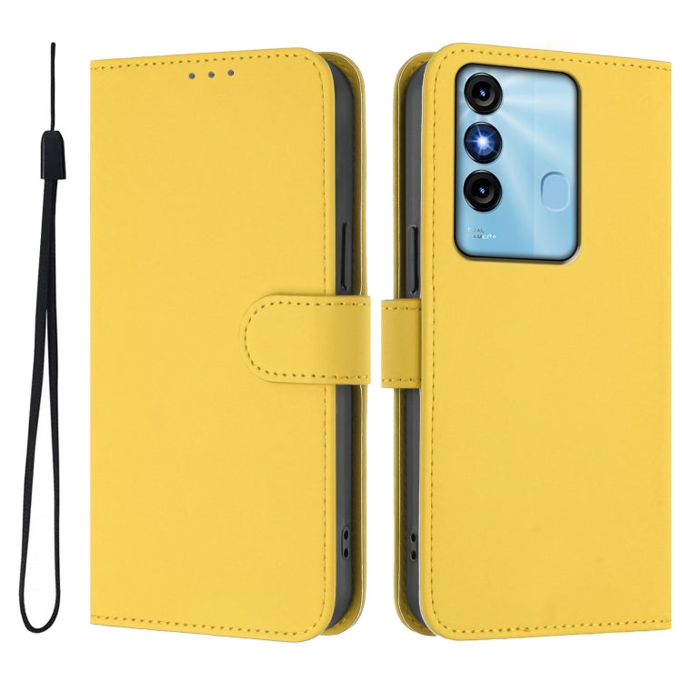 For itel P38 / Vision 3 Skin Feel Solid Color Leather Phone Case with Lanyard