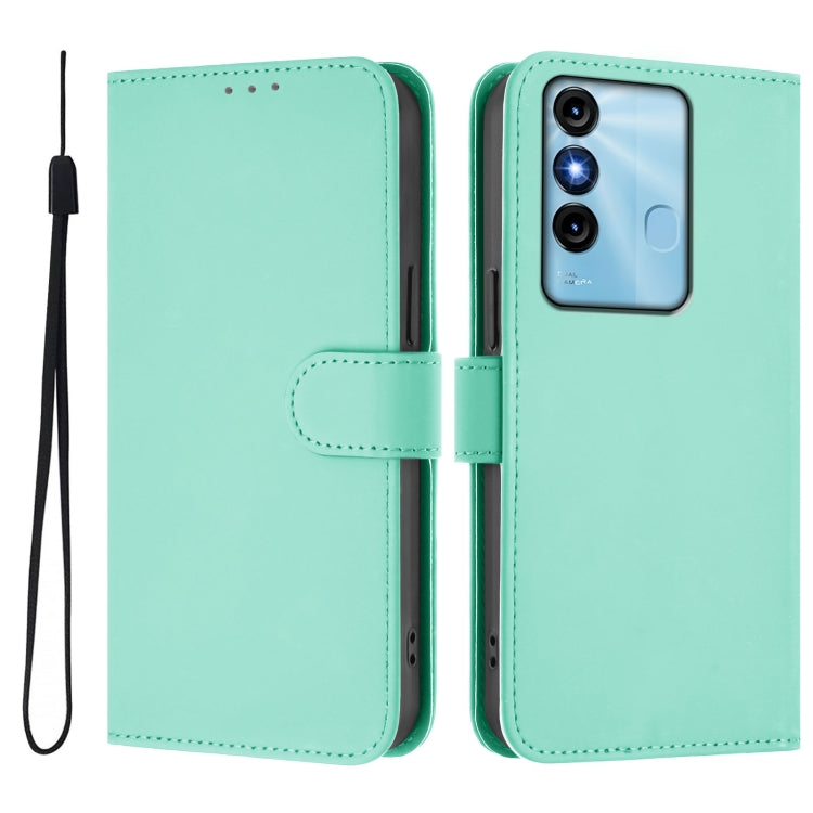 For itel P38 / Vision 3 Skin Feel Solid Color Leather Phone Case with Lanyard