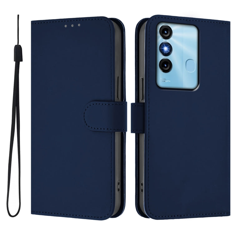 For itel P38 / Vision 3 Skin Feel Solid Color Leather Phone Case with Lanyard