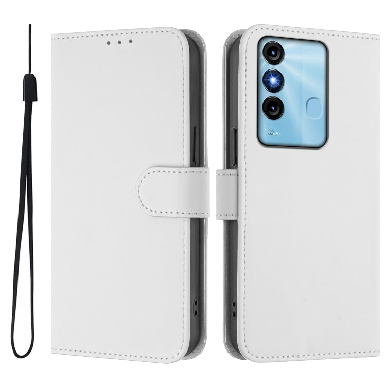 For itel P38 / Vision 3 Skin Feel Solid Color Leather Phone Case with Lanyard