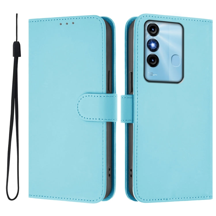 For itel P38 / Vision 3 Skin Feel Solid Color Leather Phone Case with Lanyard