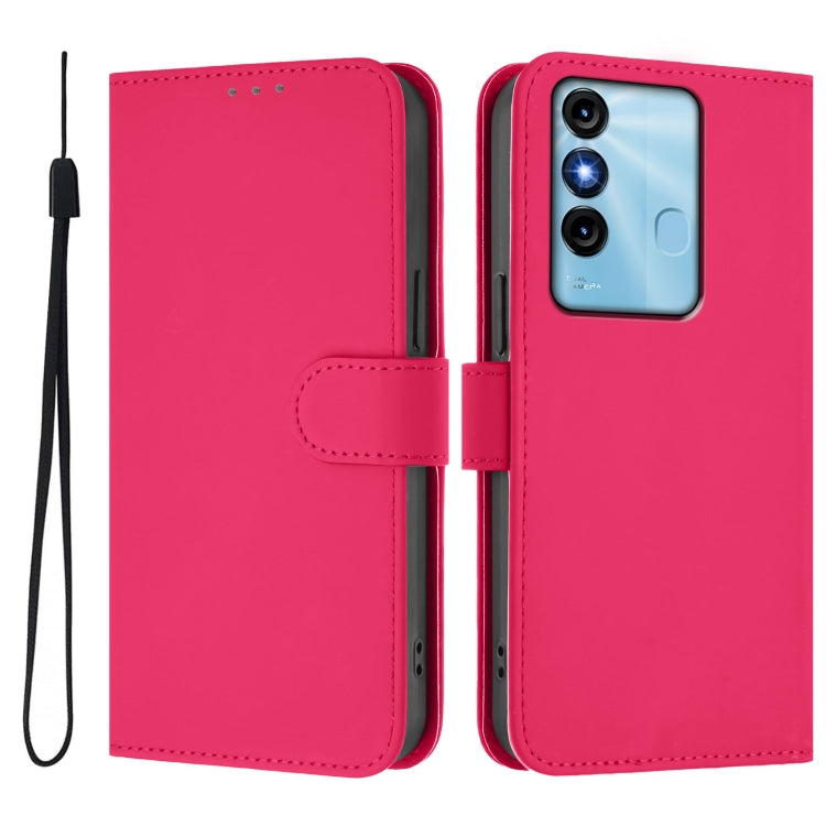 For itel P38 / Vision 3 Skin Feel Solid Color Leather Phone Case with Lanyard