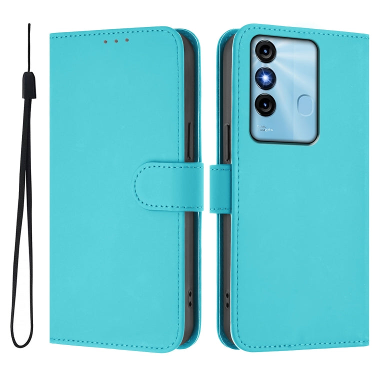 For itel P38 / Vision 3 Skin Feel Solid Color Leather Phone Case with Lanyard