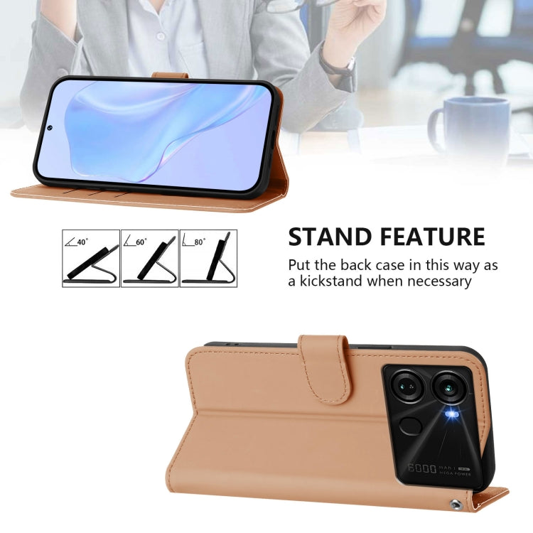 For itel P40 Skin Feel Solid Color Leather Phone Case with Lanyard