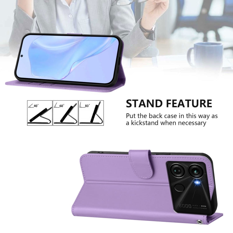 For itel P40 Skin Feel Solid Color Leather Phone Case with Lanyard