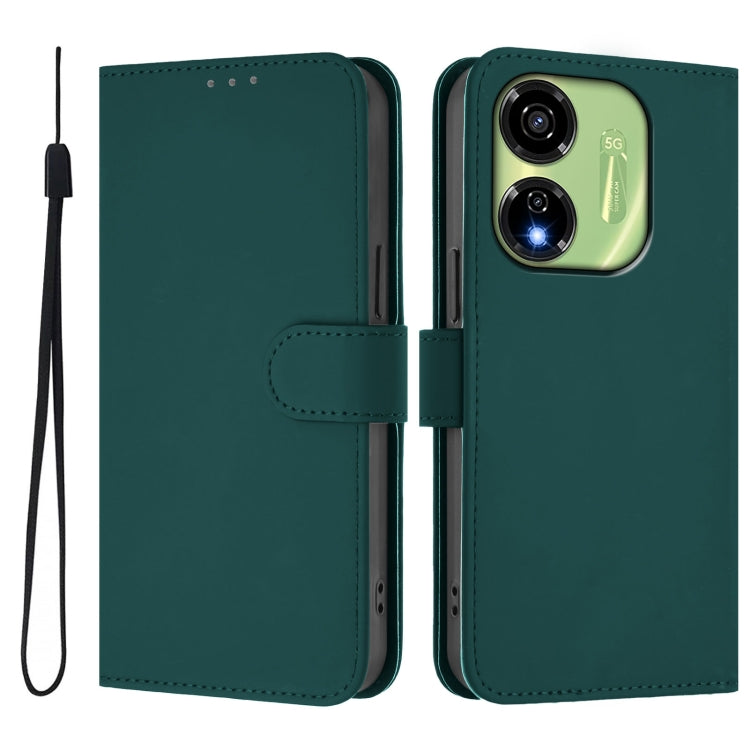 For itel P55 5G Skin Feel Solid Color Leather Phone Case with Lanyard