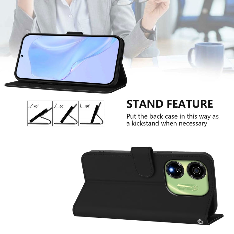 For itel P55 5G Skin Feel Solid Color Leather Phone Case with Lanyard