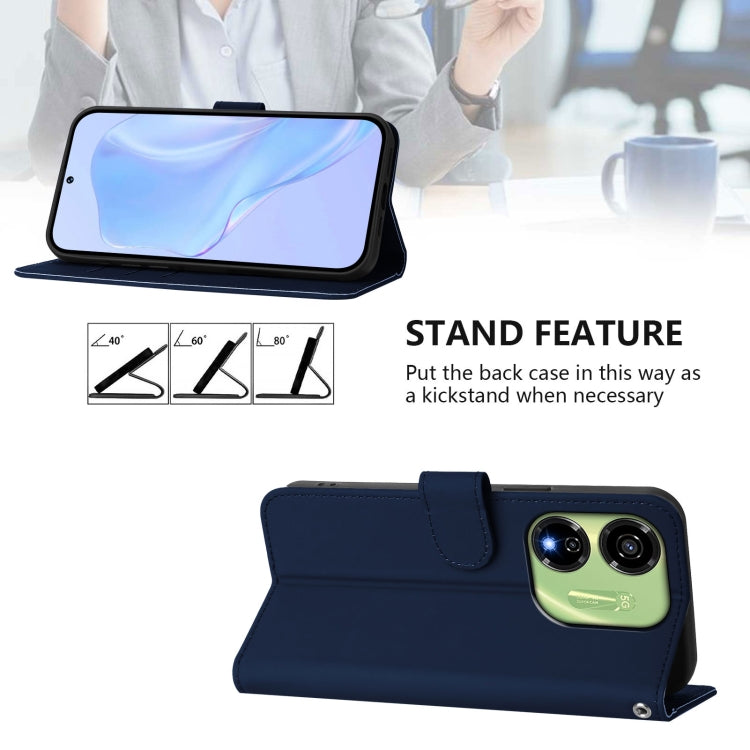 For itel P55 5G Skin Feel Solid Color Leather Phone Case with Lanyard