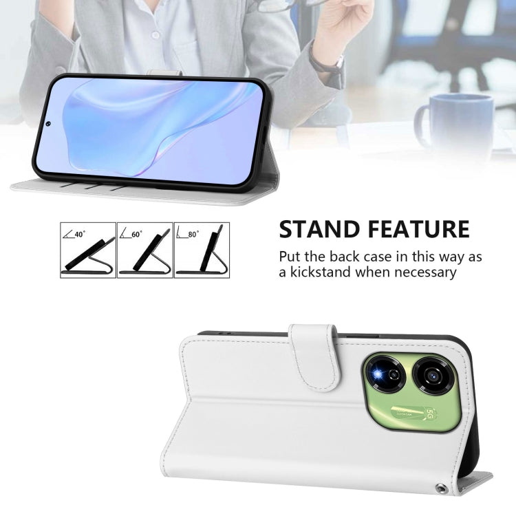 For itel P55 5G Skin Feel Solid Color Leather Phone Case with Lanyard