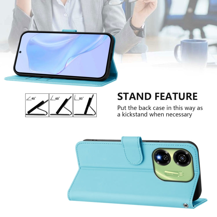 For itel P55 5G Skin Feel Solid Color Leather Phone Case with Lanyard
