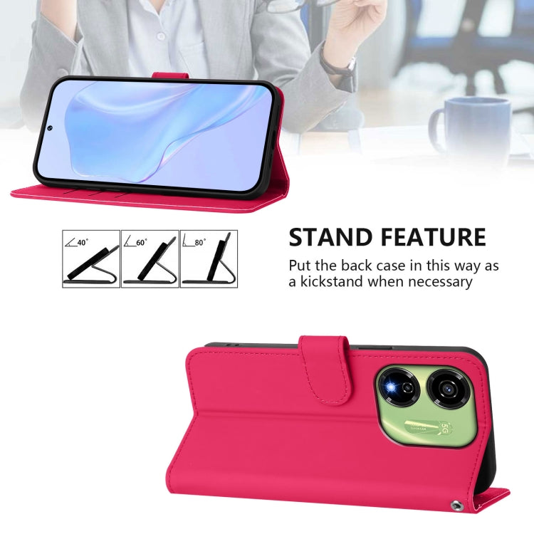 For itel P55 5G Skin Feel Solid Color Leather Phone Case with Lanyard