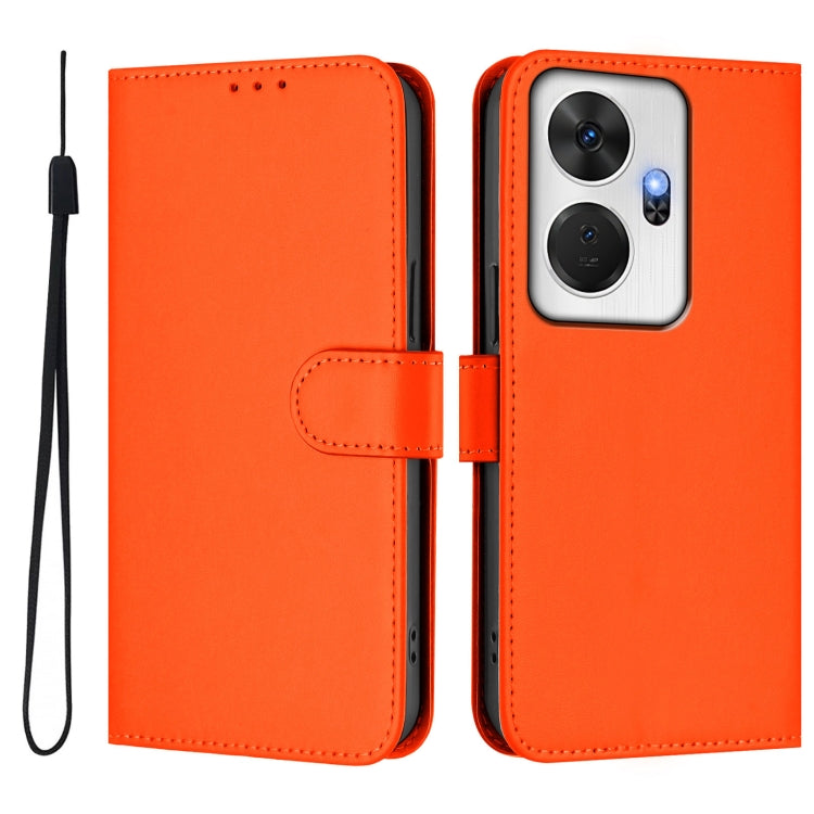For itel P55+ Skin Feel Solid Color Leather Phone Case with Lanyard