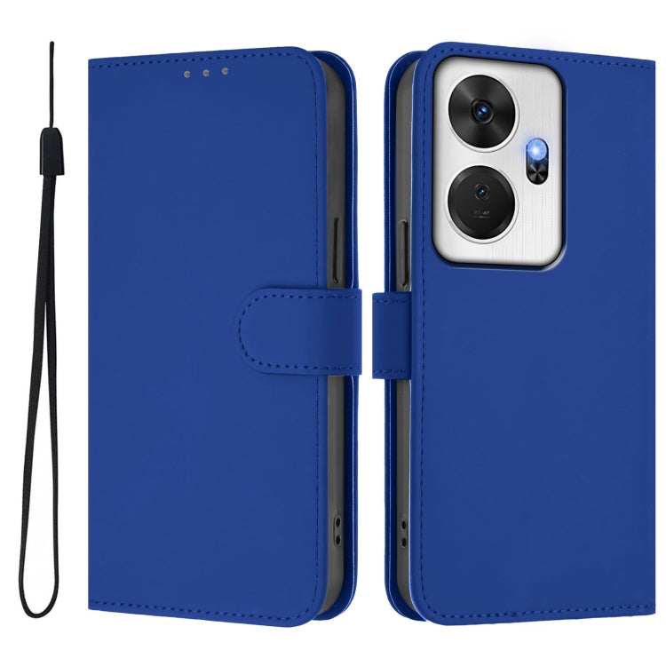 For itel P55+ Skin Feel Solid Color Leather Phone Case with Lanyard