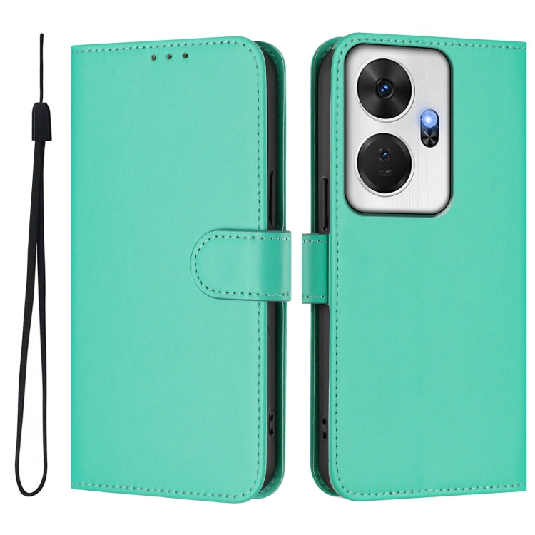 For itel P55+ Skin Feel Solid Color Leather Phone Case with Lanyard