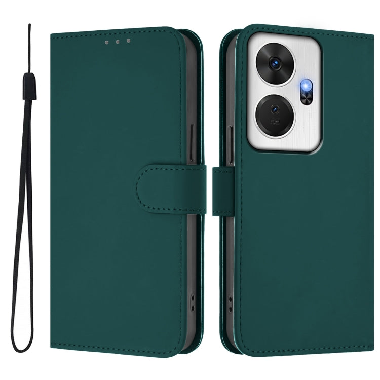 For itel P55+ Skin Feel Solid Color Leather Phone Case with Lanyard