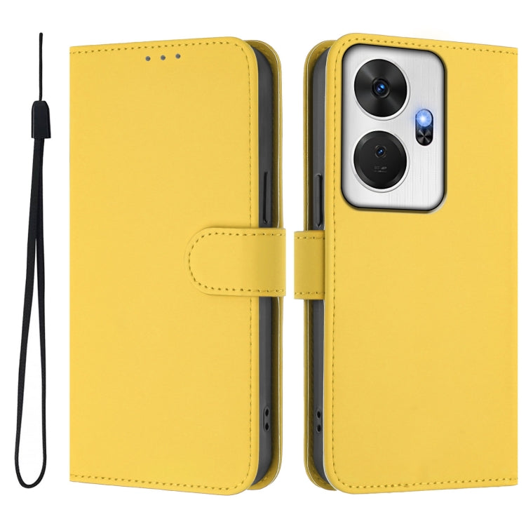 For itel P55+ Skin Feel Solid Color Leather Phone Case with Lanyard
