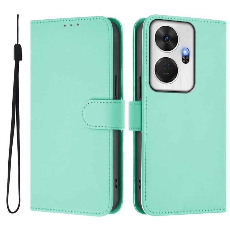 For itel P55+ Skin Feel Solid Color Leather Phone Case with Lanyard