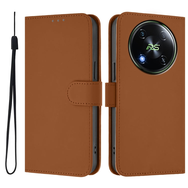 For itel RS4 Skin Feel Solid Color Leather Phone Case with Lanyard