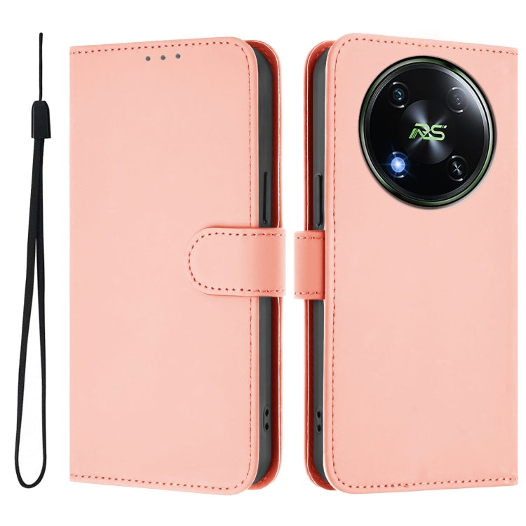 For itel RS4 Skin Feel Solid Color Leather Phone Case with Lanyard