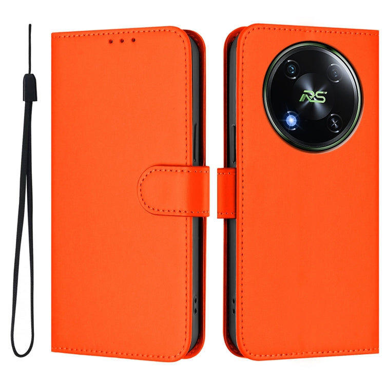 For itel RS4 Skin Feel Solid Color Leather Phone Case with Lanyard