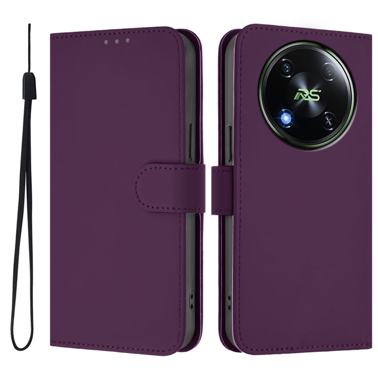 For itel RS4 Skin Feel Solid Color Leather Phone Case with Lanyard